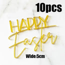 10Pcs Happy Easter Bunny Egg Cake Toppers Acrylic Gold Silver Rabbit Shaped Cupcake Toppers for Easter Party Dessert Decorations