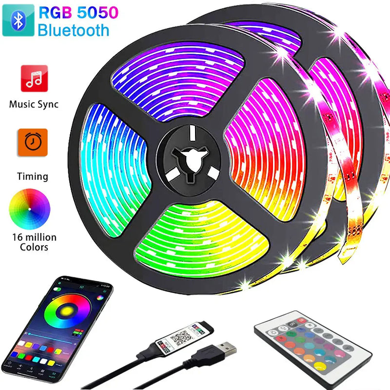 Led 10M Usb Light Strips 5050 Luses Led Rgb Tape Children Gaming Room Decoration 15M Tv Backlight 5M Led Wall Room Chain Lights