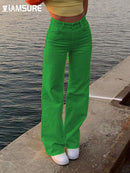 IAMSURE Loose Jeans For Women High Waist Cool Basic Trousers Vintage Casual Full Length Wide Leg Pants High Street Wear Lady