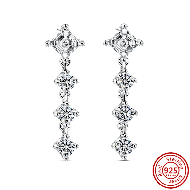 Hot 925 Sterling Silver Charm Double Hoop Eternal Heart Earrings Women Fashion Pendant Sparkling Pavé Stud Earrings Jewelry Gift