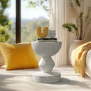 Modern Concrete Side Table for Indoor Outdoor Round Coffee Table Accent Table Garden Stool Unique Shaped