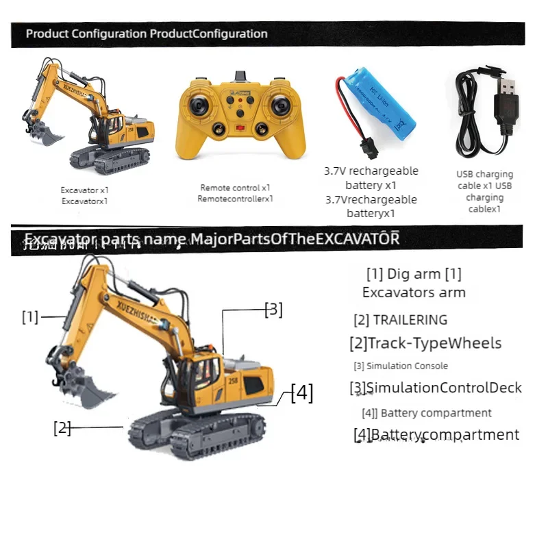 RC Car Children Toys Remote Control Alloy Car Toys For Boys Radio Control Excavator Dump Truck Bulldozer Electric Car Kids Gifts