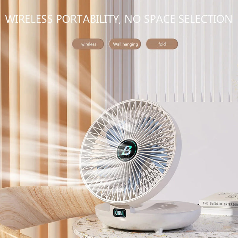 Foldable Fan Rechargeable Wall Mounted Fan Table Fan Portable Air Conditioner Wireless Fan Personal Fan 3 Speed for Home Office