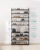 SONGMICS 10 Tier Shoe Rack High Shoe Rack Slim Shoe Rack Storage Metal Space Saving Dressing Room Entrance 30 x 94 x 206 cm