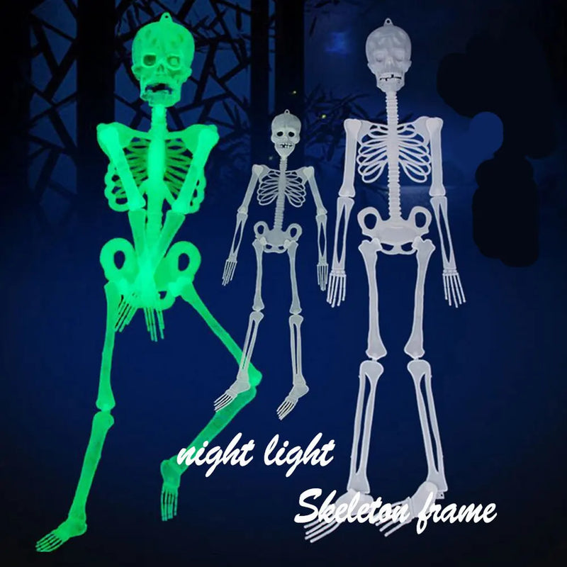 Scary Halloween Props Luminous Hanging Skeleton Halloween Party Home Outdoor Yard Garden Decoration Movable Glow Fake Skull