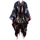 Imitation Cashmere Women Vintage Geometric Tassel Poncho Scarf Winter Warm Shawl Wrap Comfortable Female knitted Thick Blanket
