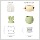 Nicole Candle Jar Silicone Molds for Concrete DIY Hoppy Bunny - Eared Easter Egg Storage Vessel Cement Mould Easter Gift Tools