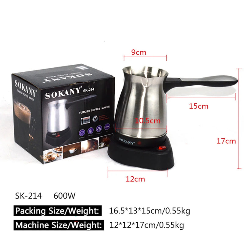 500ML Turkish Electric Kettle Portable Stainless Steel Teapot Water Boiler 220V Home Tea Pot Coffee Maker Machine 5 Cup 주전자 전기포트