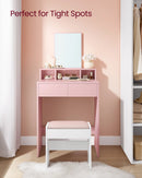 VASAGLE Dressing Table with Large Rectangular Mirror, Vanity Table with 2 Drawers and 3 Open Compartments, Vanity Table
