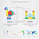 Diikamiiok Wooden 3D Puzzles Geometric Shape Tangram Jigsaw Puzzle Kids Wood Toy Baby Montessori Educational Toys for Children