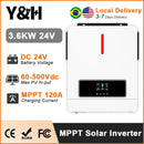 Y&H 3.6KW Hybrid Solar Inverter 24V 110V Pure Sine Inverter with MPPT 120A Solar Charge Controller Off-grid Inverter WiFi