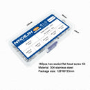 NINDEJIN Ultra Low Profile Head Screw Set M2 M2.5 M3 M4 M5 Stainless Steel Hex Socket Flat Thin Wafer Head Screws With Nuts Kit