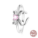 Neue Valentinstagsringe Süße Rosa Zirkon Prinzessin Schleifen Größe 7-9 Für Frauen 925 Silberring Romantischer Feiner Schmuck Geburtstagsgeschenk