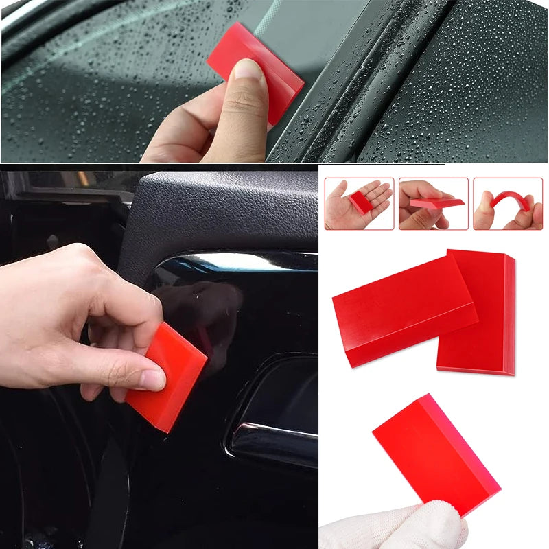 3Pcs Mini Rubber Squeegee Car Window Squeegee Blade Flexible Non Scratching Scraper for Car Rear Glass Cleaner Window Tint Tools