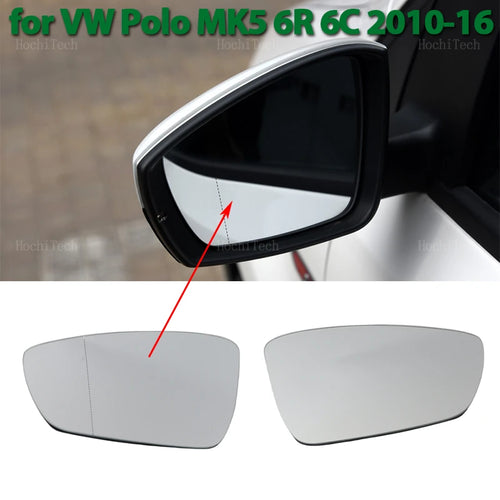Beheiztes Außenspiegelglas links rechts langlebig für Volkswagen VW Polo 5 MK5 6R 6C 2010-2016