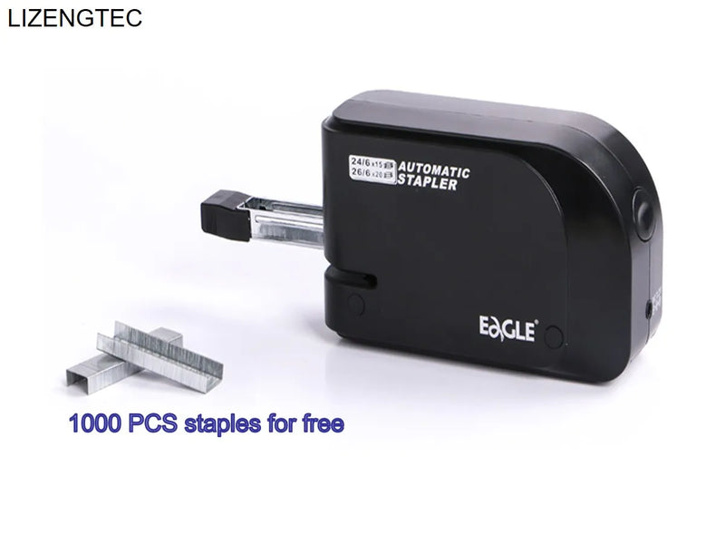 LIZENGTEC  Electricity 4*AA Battery  or DC Jack Two Power  Fully Automatic Stapler With 1000 PCS Staples Stapler