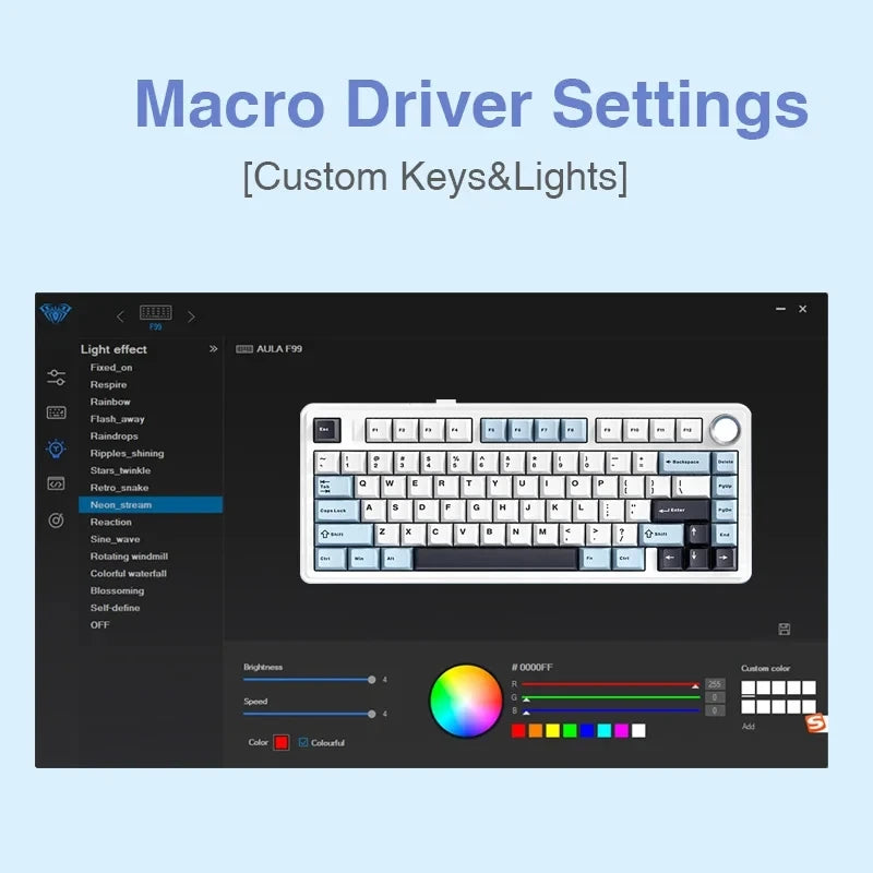 AULA F75 Gaming Mechanical Keyboard W/ RGB PBT keycaps Hot-Swap Gasket Structure 75% Layout Customized Tri-Mode Game Keyboards