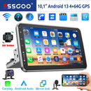 ESSGOO 10" Android 13 4+64G Wireless Carplay Android Auto Car Stereo Radio Single 1 DIN GPS Nav Bluetooth FM RDS WIFI USB EQ SWC
