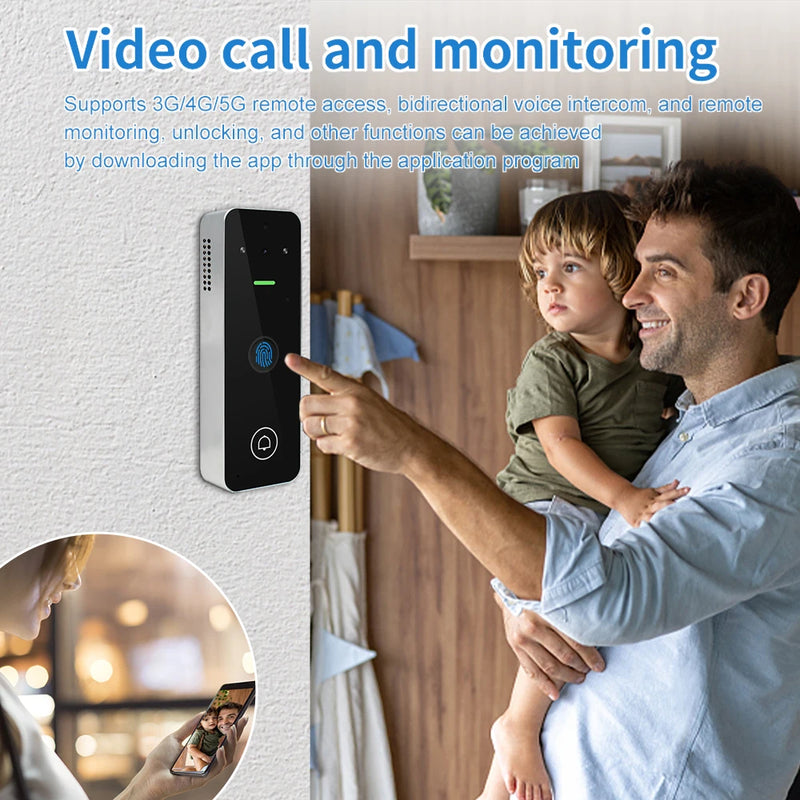 Tuya Smart Life WiFi Video Intercom RFID Access control System Fingerprint Keypad Visual Doorbell for Villa Outdoor Metal Case