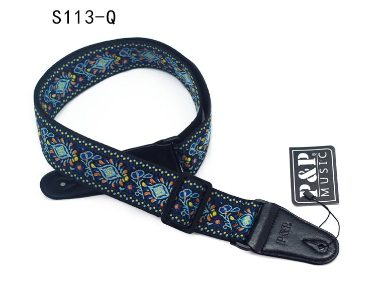 Embroidered Guitar Strap National Style Shoulder Strap Ribbon Musical Instrument Strap Guitar Strap Instrument Guitar Part