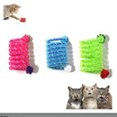Cat Toys Colorful Spring Cats Stick Interactive Cat Toy Bite Resistant Elastic Wool Ball Spring Toys for Cats Tease Pet Supplies