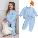 2026 Neuheiten Kleidung für kleine Mädchen Trainingsanzug 2-teiliges Set Warmer Fleece Einfarbiger Pullover+Hose Loungewear-Anzug für Kinder