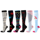 6 PAIRS Compression Socks Flowers Animal Fruit for Men Women Running Nurse Socks Nurses Sport Ladies Lady Womens Running