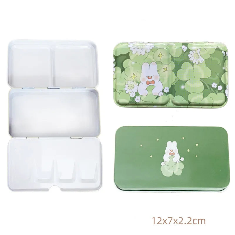 New Empty Watercolor Palette Tin Box Paint Storage Paint Tray Cartoon Rabbit Pattern Aquarela Paint Painting Art Supplies