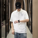 Men's Clothing Round Neck Black White Polo Shirt Short Sleeve Slim Fit Summer Casual Trendy American Style T-Shirt