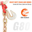 SucceBuy V-Chain Tow Chain Bridle 9620lbs Working Load Limit 5/16''x3' G80 with RTJ Cluster Hooks & D-Shackle for Lifting Moving