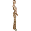 VEITCHE Women's Summer Outfit Casual Leopard Print Long Pant Suit Slim Hoodie Zipper Top High Waist Trousers Set Street Style