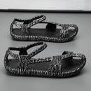 Unisex Breathable Beach Sandals EVA Material Large Size 36-47 Woven Pattern Slip-On Shoes Comfortable Lightweight Summer Sandals