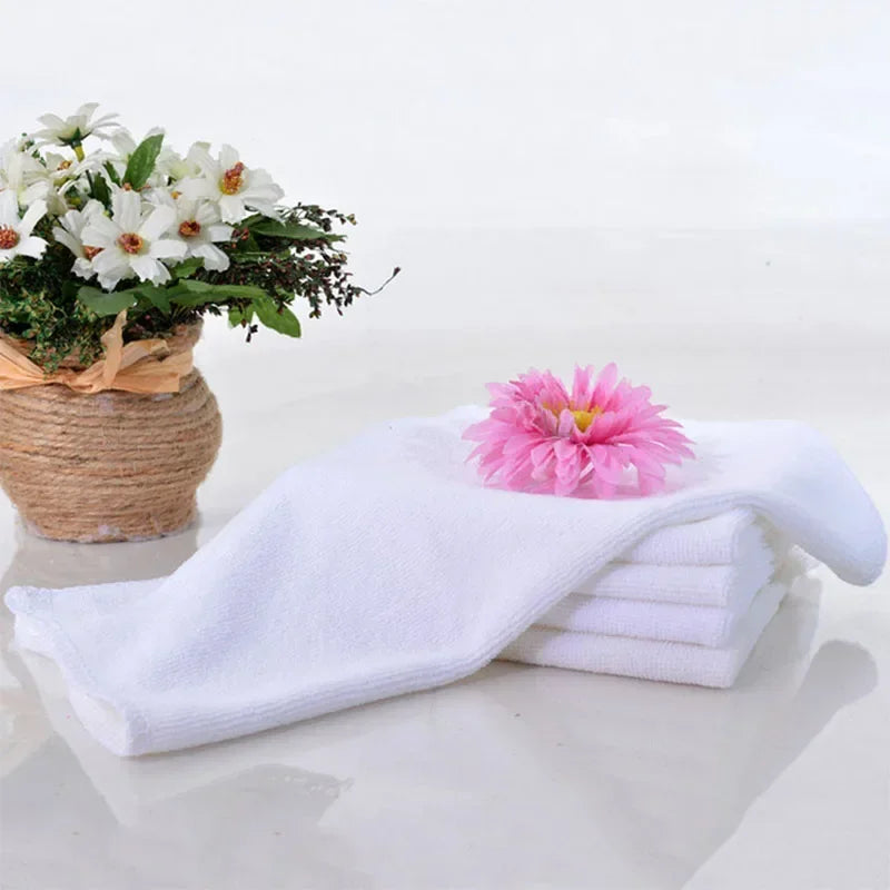 5pcs White Soft Microfiber Fabric Face Towel Hotel Bath Towel Wash Cloths Hand Towels Portable Terry Towel Multifunctional