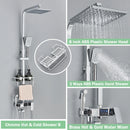 Rozin Black Smart Thermostatic Shower Faucet Set Bathroom Intelligent Rainfall Digital Mixer Tap With Rack and Bidet Bath System