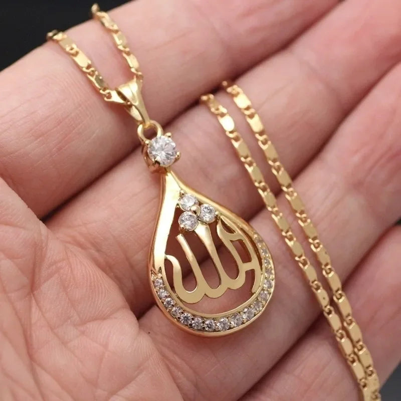 Classic Lucky Arabian God Allah Pendant Stainless Steel Necklace Ladies Islamic Muslim Charm Amulet Jewelry Gift Wholesale