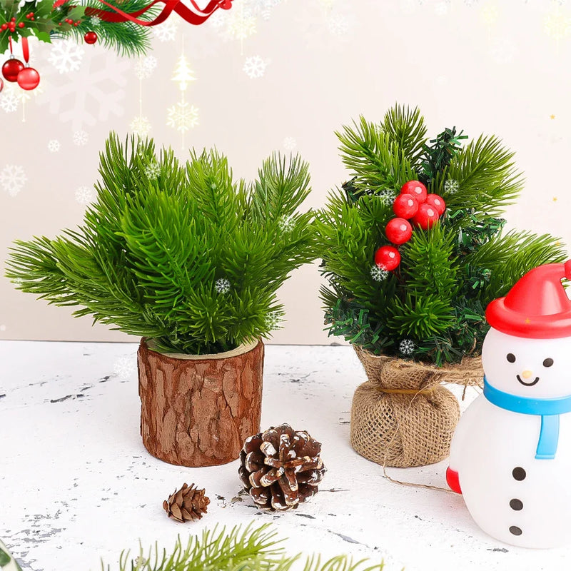 30/10Pcs Artificial Pine Needles Christmas Green Plant Pine Branch Fake Plants DIY Xmas Tree Garland Ornaments Home Decorations