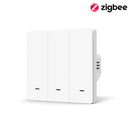 2000W Tuya EU UK Smart Zigbee Light Switch Push Button No/With Neutral Wire Switch Smart Life Via Alexa Google Home Yandex Alice