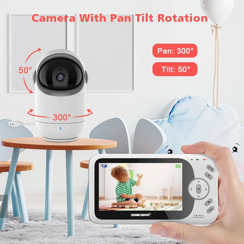 4.3 Inch Video Baby Monitor With Pan Tilt Camera 2.4G Wireless Two Way Audio Night Vision Security Camera Babysitter VB801