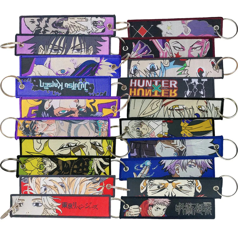 Wholesale Mixed style Embroidery Cool Keychain Lanyard Anime Manga Series Badge Holder USB Pendant Portable Lanyard Accessories
