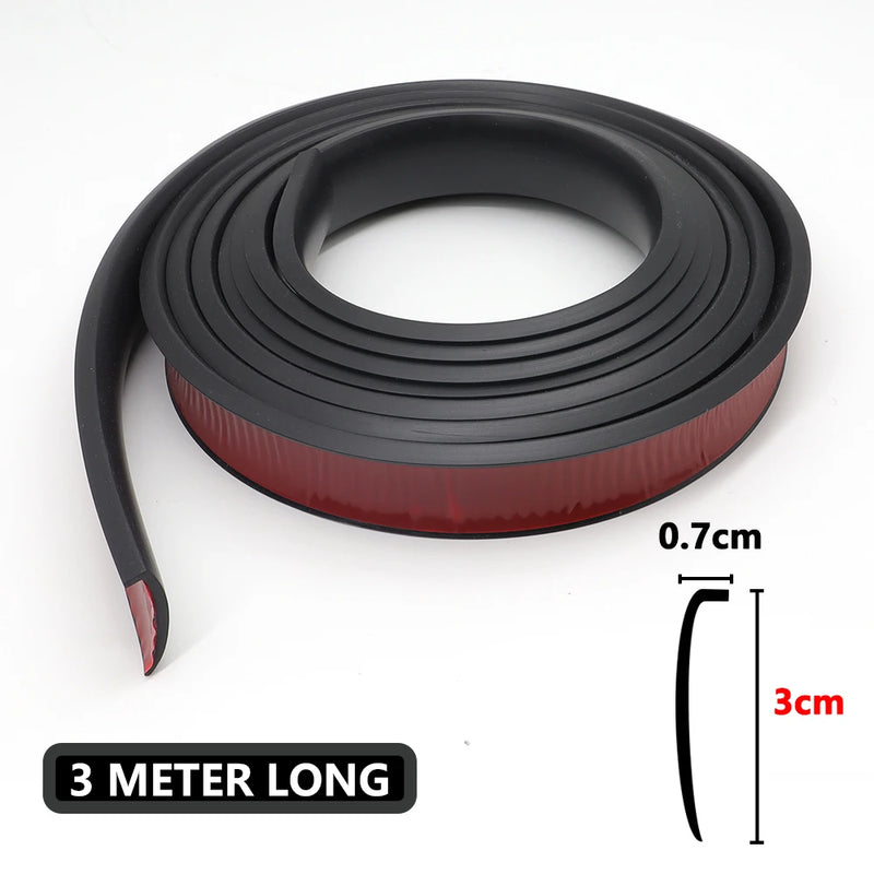 3Meter Rubber Car Fender Extension Wheel Eyebrow Flare Protector Running Boards Mud Flap Edge Sealing Strip Scratch Resistant