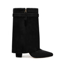Ladies' Autumn and Winter New Pointed Knee High Women's Boots, Thick High-heeled Long Pants Boots, Fashionable Mid Rise Boots