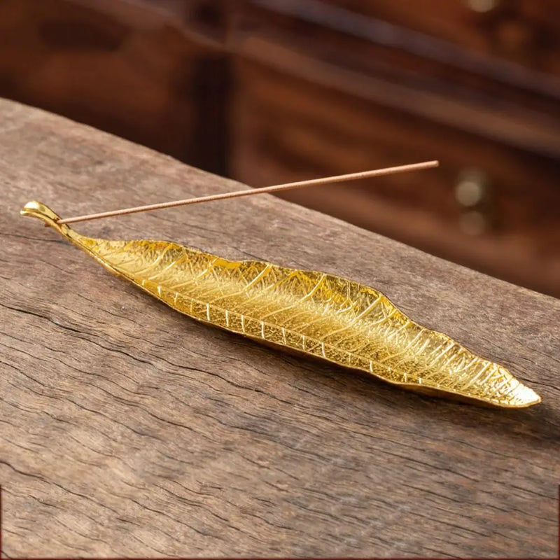 Handmade Leaf Incense Tray Portable Leaf Design Zinc Alloy Vertical Incense Rack Antique Incense Holder Gift