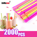 50-2000 Stücke Plastiklöffel-Trinkhalme Farbige Milchshake-Smoothie-Löffel-Trinkhalme für Bar Geburtstag Party Zubehör Großhandel