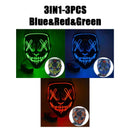 Halloween Horror-Masken LED Gesichtsleuchtmaske Gruselige Scream Leuchtmaske für Karneval Halloween Kostüme für Männer Leuchtet im Dunkeln