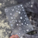 Pink Girl Lace Bow Nail Sticker 3D Relief Sweet Cool Checkered Nail Art Stickers Laser Silver Star Love Heart Manicure Decals