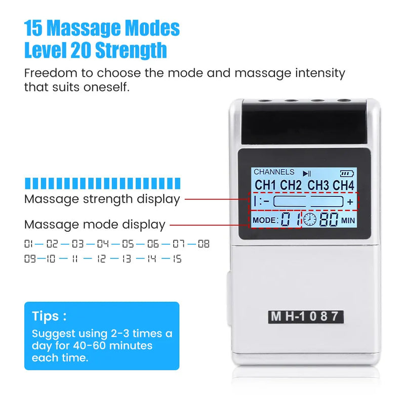 4 Channel PMS Massage Needle Therpy Muscle Stimulator TENS Physiotherapy Pulse EMS Back Neck Body Massager Pain Relief Machine