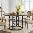 Tribesigns Round Dining Table for 4 People, 47" Modern Kitchen Table with Wood Grain Surface & Metal Base, Rustic Round Table