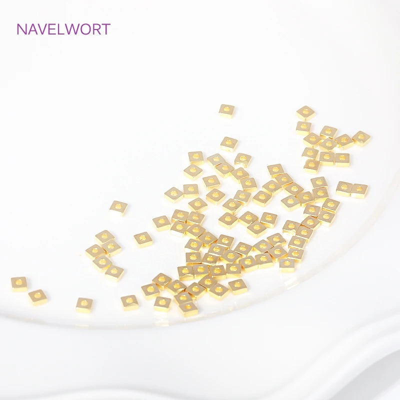 Wholesale 18K Gold Plated Brass Flat Square Spacer Beads Separators For Jewelry Making DIY Bracelets Necklace Beading Supplies