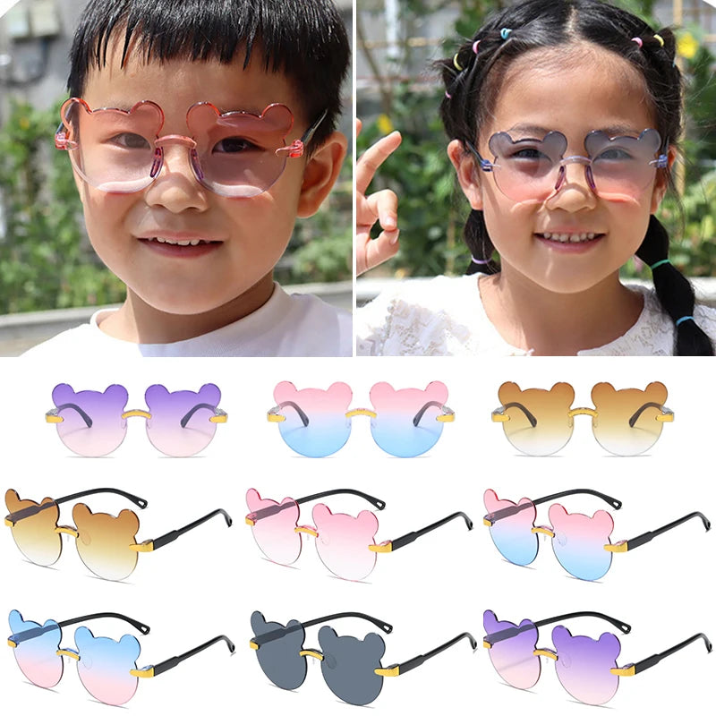 Kids Sun Sunglasses Bear Shape Children Glasses Trendy Girls Cartoon Eyeglasses Shades Driver Anti-Glare Boys Cartoon Sunglasses