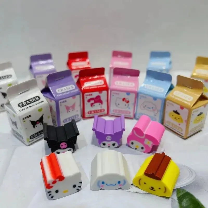 New Sanrio 36pcs Eraser Kuromi Melody Cinnamoroll Boxed Cartoon Stationery Cleaning Eraser School Student Kawaii Birthday Gifts